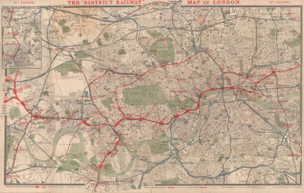 Sampson Low, Marston & Company, The "District Railway" Map of London - 6th Edition, 1898