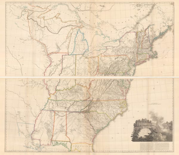 Aaron Arrowsmith, Very rare wall map of the United States, 1822 c.