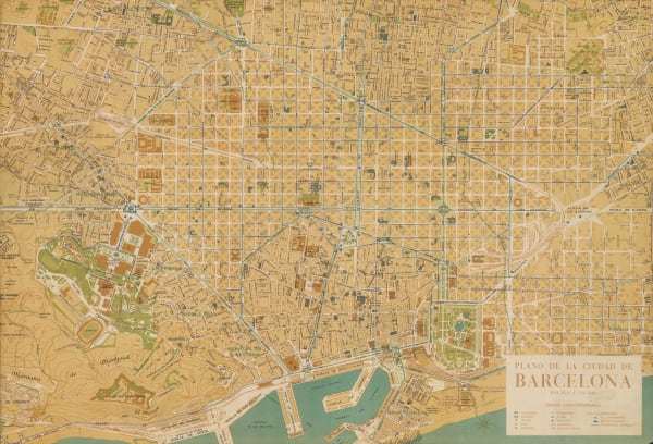 Seix y Barral, Vintage city plan of Barcelona, 1960