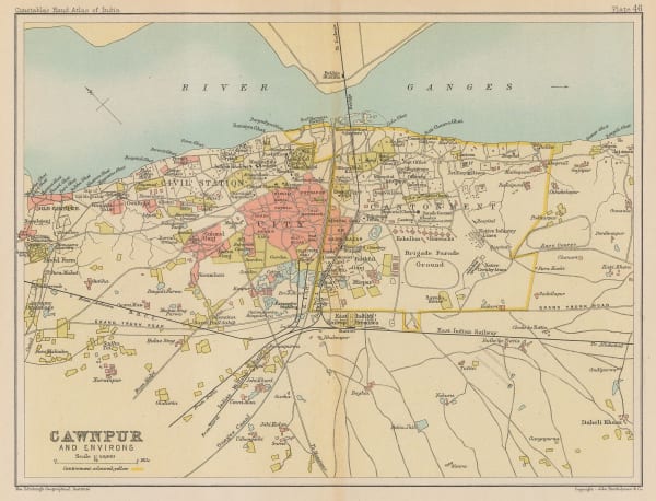 John Bartholomew, Kanpur (Cawnpur) and Environs, 1893