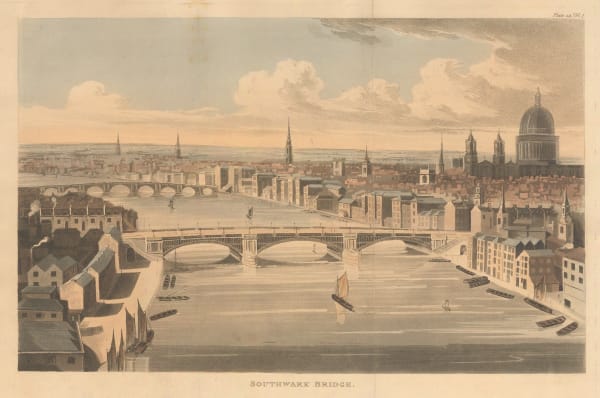 Rudolph Ackermann, London - Panorama from over Southwark Bridge, 1812