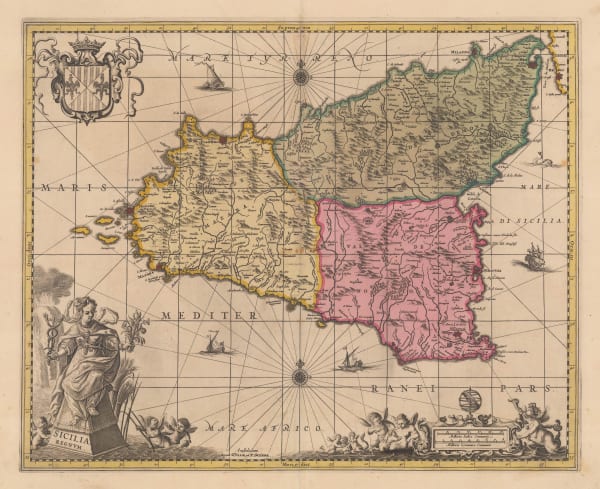 Valk & Schenk, Dutch Golden Age map of Sicily, 1700 c.