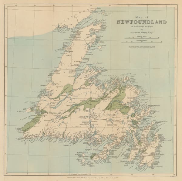Royal Geographical Society (RGS), Map of Newfoundland, 1890 c.