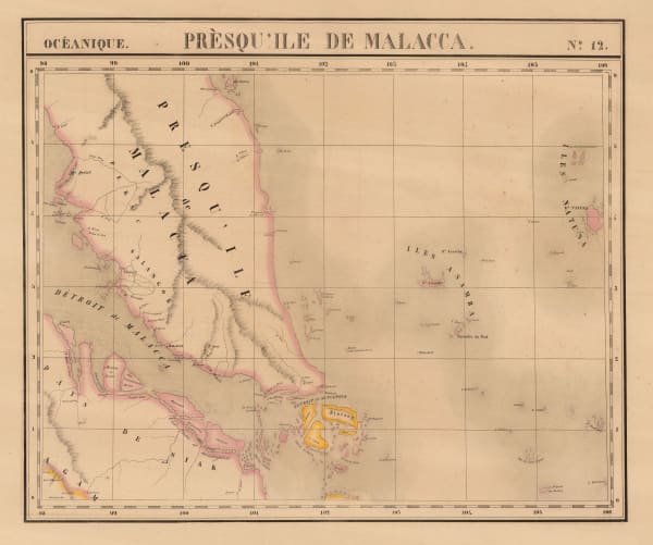 Philippe Vandermaelen, Singapore, Malaysia, and the Straits of Malacca, 1827