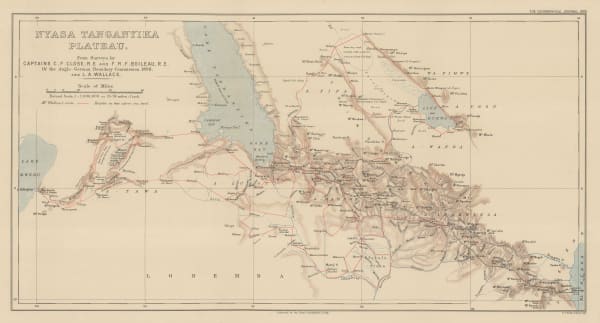 Royal Geographical Society (RGS), Survey map between Lakes Tanganyika and Malawi, 1899