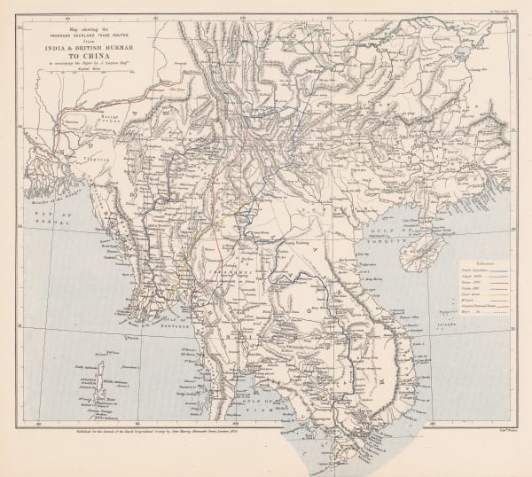 Royal Geographical Society (RGS), Map Showing the Proposed Trade Routes from India & British Burmah to China, 1875
