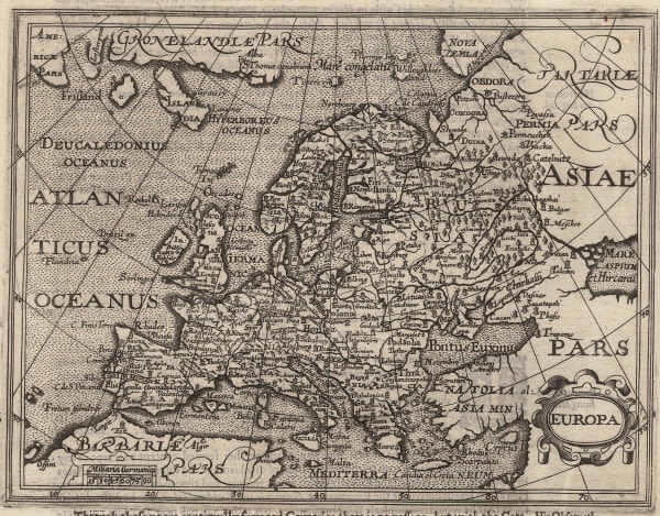 Samuel Purchas, Early map of Europe, 1625