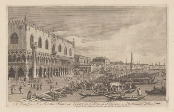 Robert Sayer, Italy - Venice, Palazzo Ducale and the Riva degli Schiavoni, 1774