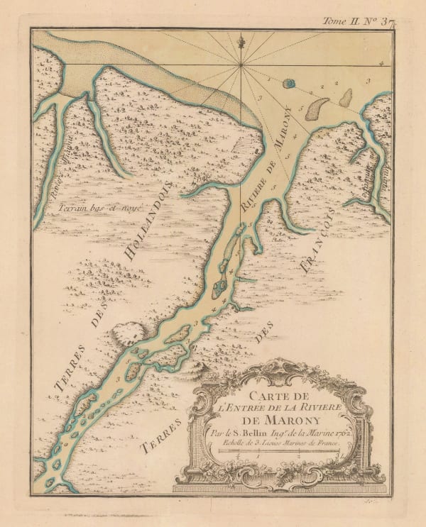 Jacques-Nicolas Bellin, Chart of the mouth of the River Maroni, 1764
