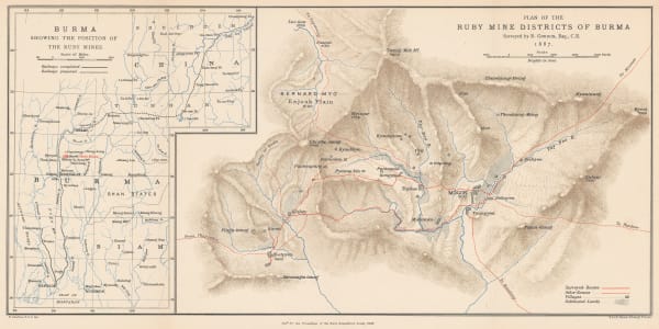 Royal Geographical Society (RGS), Plan of the Ruby Mine Districts of Myanmar (Burma), 1888