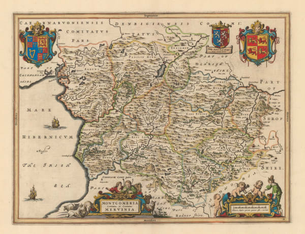 Willem & Jan Blaeu, Montgomeria Comitatus et Comitatus Mervinia, 1650 c.