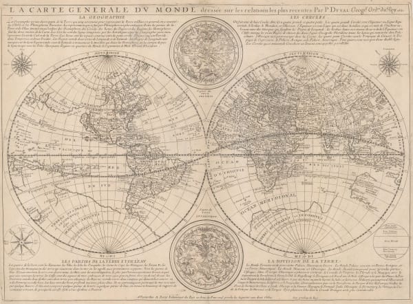 Pierre Duval, Double Hemisphere World Map, 1661