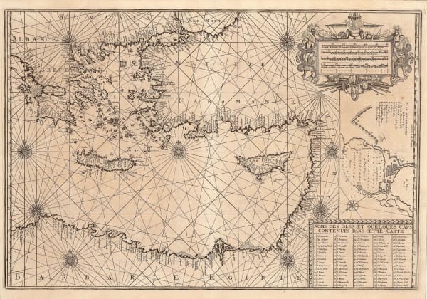 Henri Michelot and Laurent Brémond, Eastern Mediterranean Sea Chart, 1726