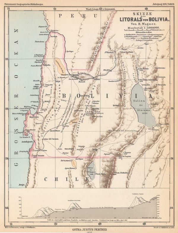Justus Perthes, The Lost Bolivian Coast, 1876