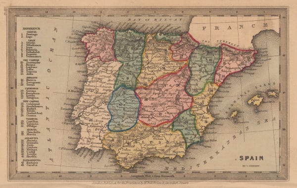 Thomas Starling, Miniature map of Spain, 1830 c.