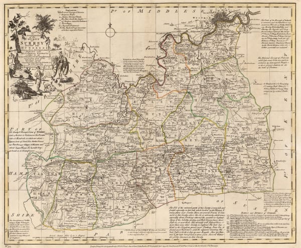 Emanuel Bowen, An Accurate Map of the County of Surrey, 1777