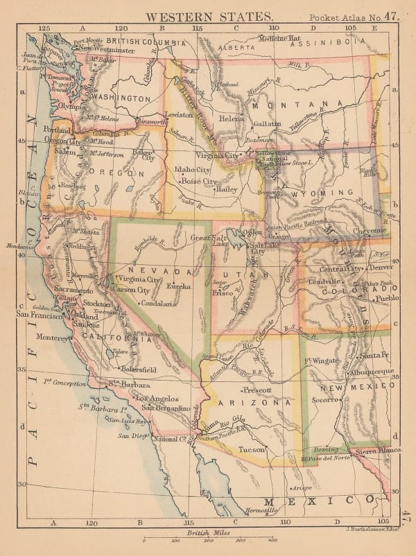 J.G. Bartholomew, Western States, 1887