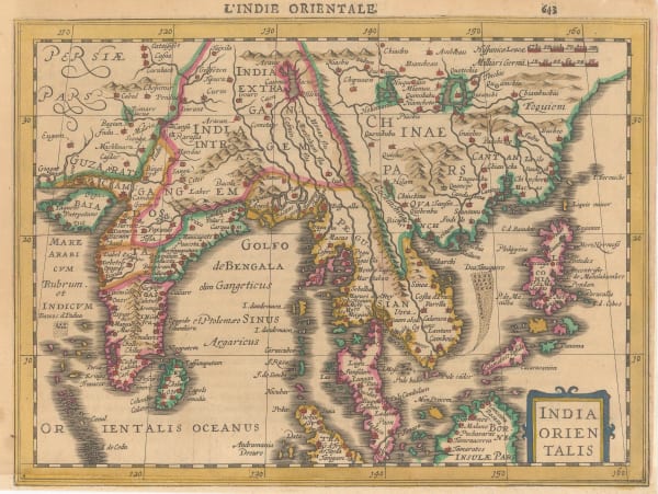 Mercator Hondius, India and Southeast Asia, 1630