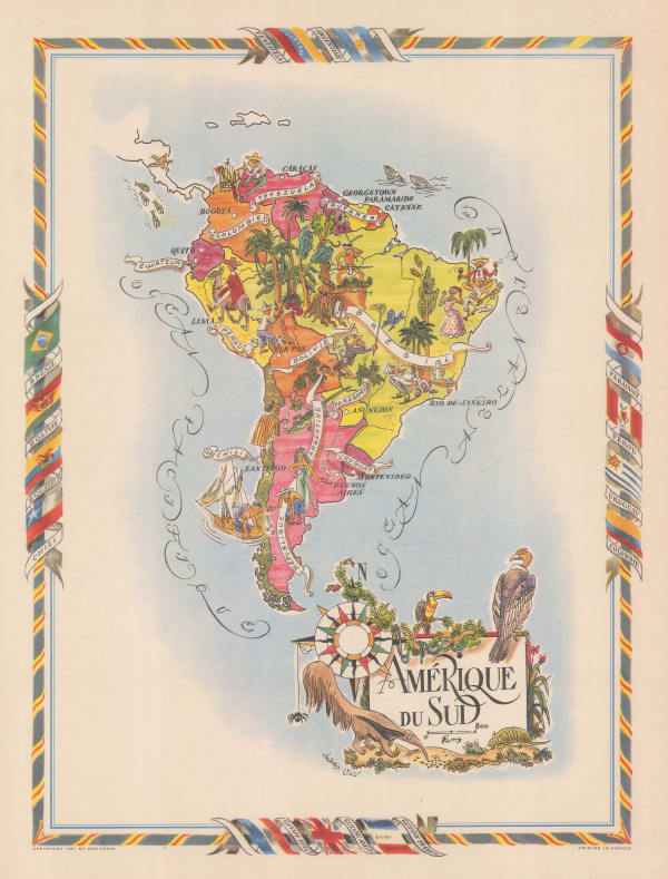 Jacques Liozu, Decorative map of South America, 1951