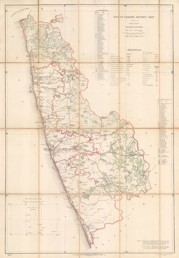 D.G. Hatchell, South Canara District Map for the use of Touring Officers, 1912