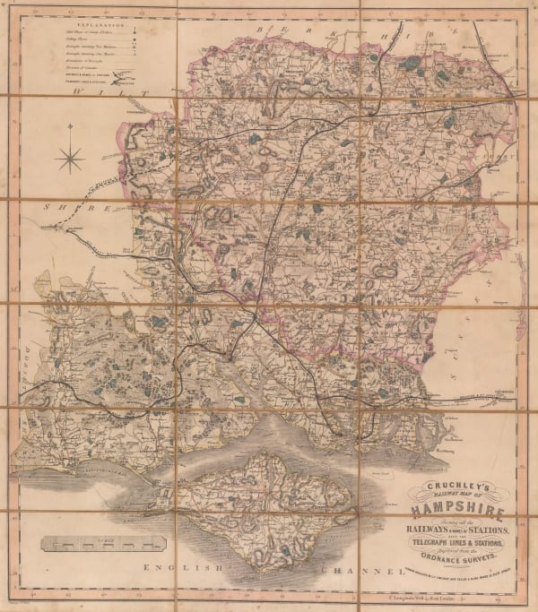 George Frederick Cruchley, Railway map of Hampshire, 1855