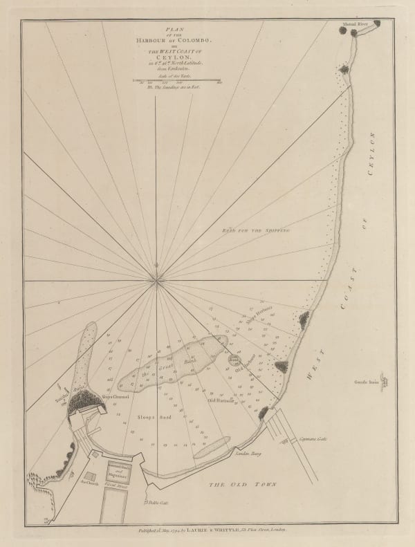 Laurie & Whittle, Plan of the Harbour of Colombo, on the West Coast of Ceylon, 1797