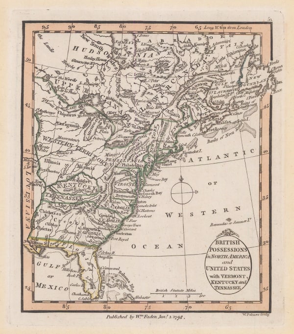 William Faden, East coast of the USA and Canada, 1798