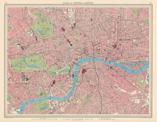 John Bartholomew, Plan of Central London, 1910 c.