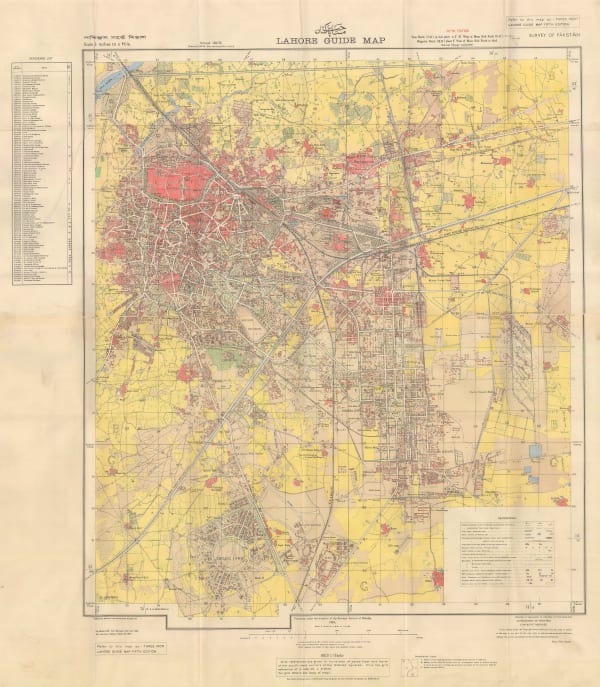 Survey of Pakistan, Lahore Guide Map, 1954