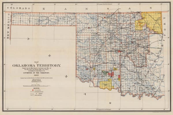 General Land Office (GLO), Map of Oklahoma Territory, 1905