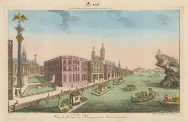 Vue D'Optique, Mexico - Mexico City, Lake Texcoco, 1760