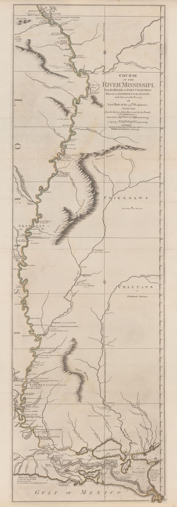 Robert Sayer, Course of the River Mississipi, 1775