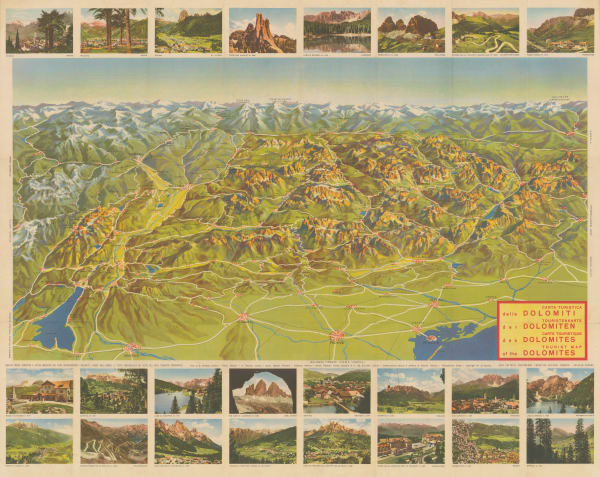 Giovanni De Agostini, Tourist Map of the Dolomites, 1953
