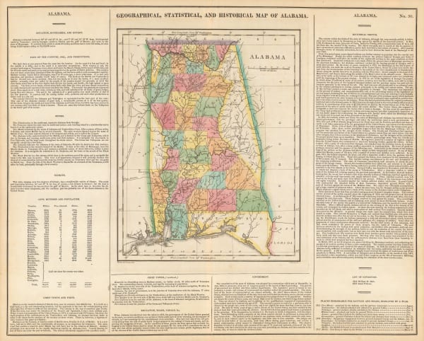 Carey & Lea, Geographical, Statistical and Historical map of Alabama, 1822