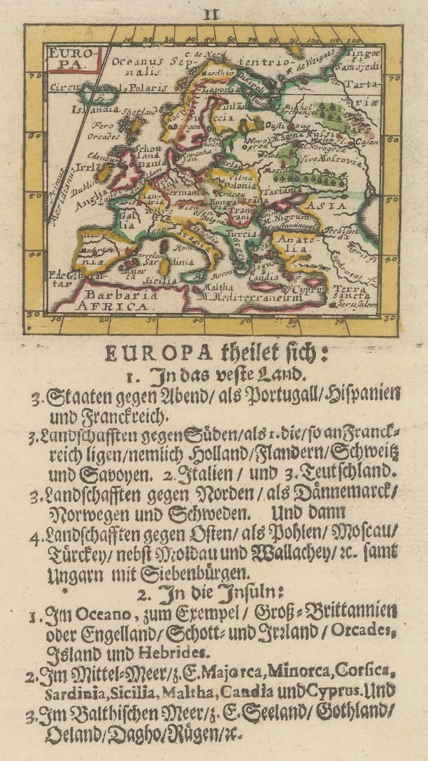 Johann Ulrich Muller, Miniature map of Europe, 1692