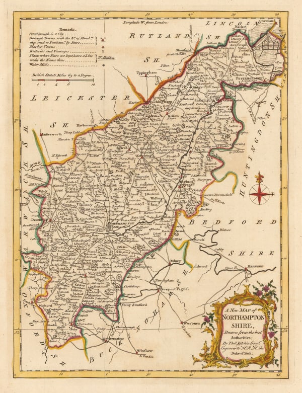 Thomas Kitchin, A New Map of Northamptonshire, 1760 c.