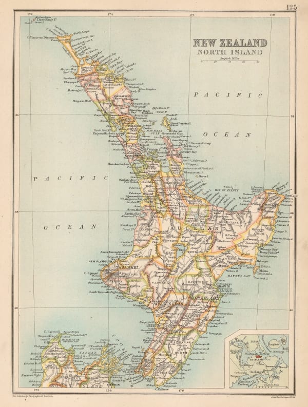 J.G. Bartholomew, New Zealand: North Island, 1891