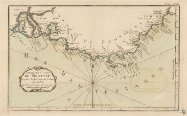 Jacques-Nicolas Bellin, Coast of Provence from La Crau d'Arles to Nice, 1764