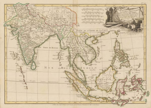 Rigobert Bonne, India and Southeast Asia, 1771 c.