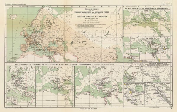 Justus Perthes, Bubonic Plague Outbreaks from 1346 to 1879, 1879