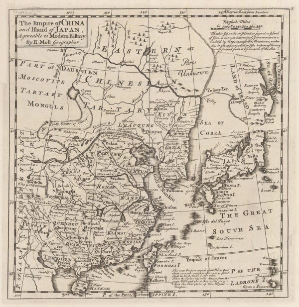 Herman Moll, The Empire of China and the Island of Japan, 1755 c.