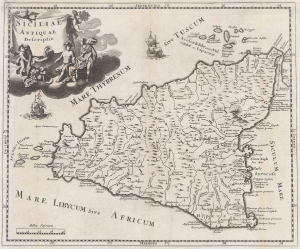 Philipp Cluver, Sicily with classical nomenclature, 1697 c.