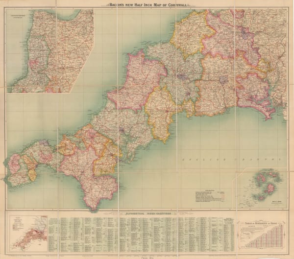 George W. Bacon, Map of Cornwall, 1910 c.