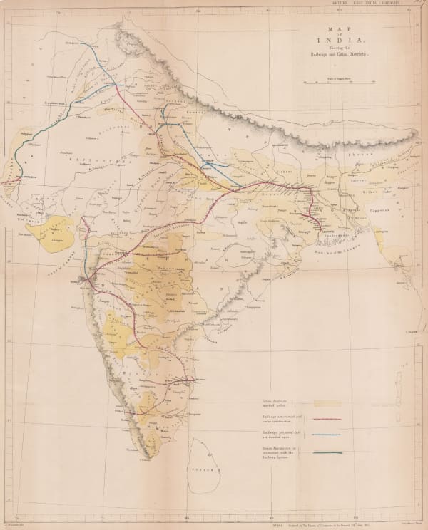 Hansard, Railway and Cotton District Map of India, 1857