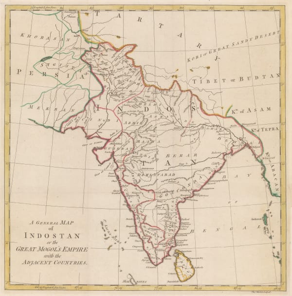 Robert Orme, A General Map of Indostan or the Great Mogol's Empire with the Adjacent Countries, 1775