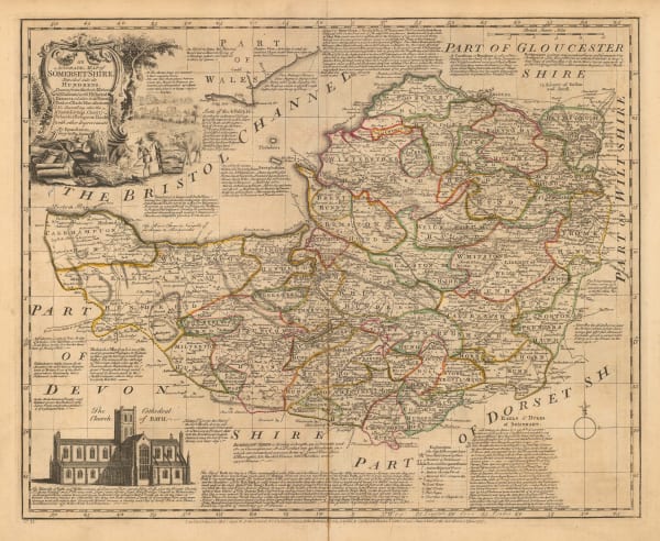 Emanuel Bowen, An Accurate Map of Somersetshire, Divided into its Hundreds, 1777
