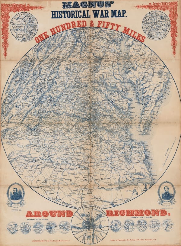 Charles Magnus, Magnus' Historical War Map - One Hundred & Fifty Miles Around Richmond, 1864