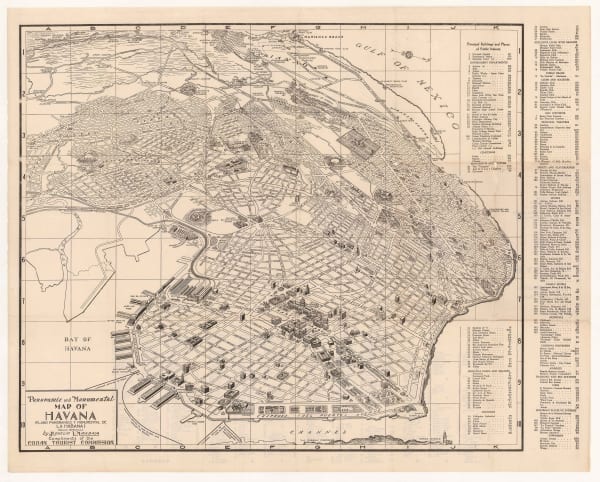 Rogelio L. Mirabal, Panoramic and Monumental Map of Havana, 1950