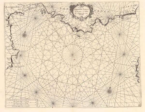 Vincenzo Coronelli, Chart of the Riviera from Cabo di Mello to San Sebastian, 1696