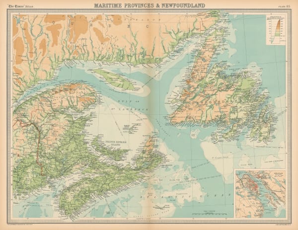 J.G. Bartholomew, Maritime Provinces and Newfoundland, 1922